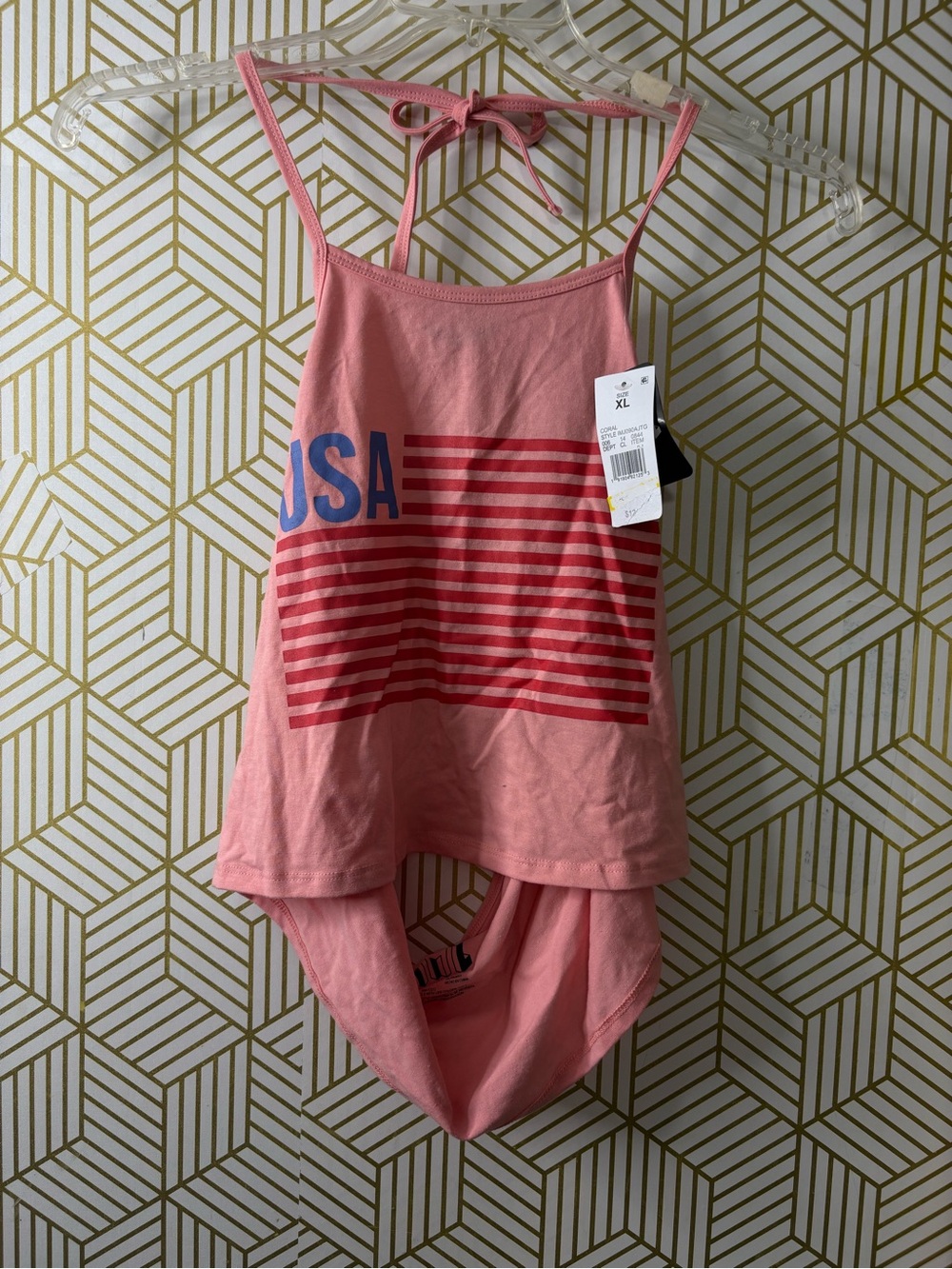 Pink USA Graphic Halter Tank Top XL